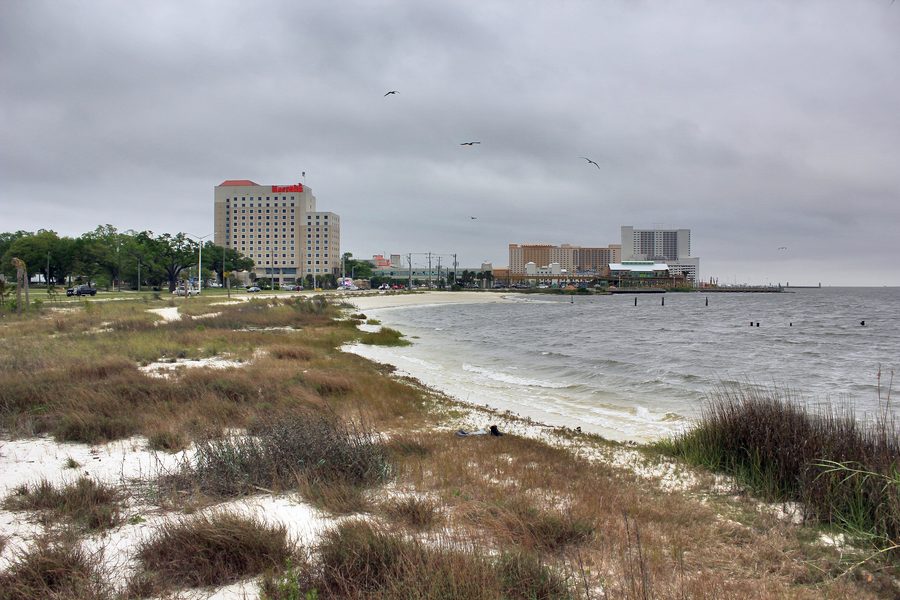 Beach and casinos in Biloxi, Mississippi