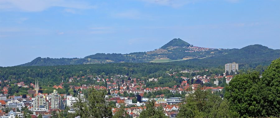 Panoramic view of Göppingen with its local mountain, Hohenstaufen
