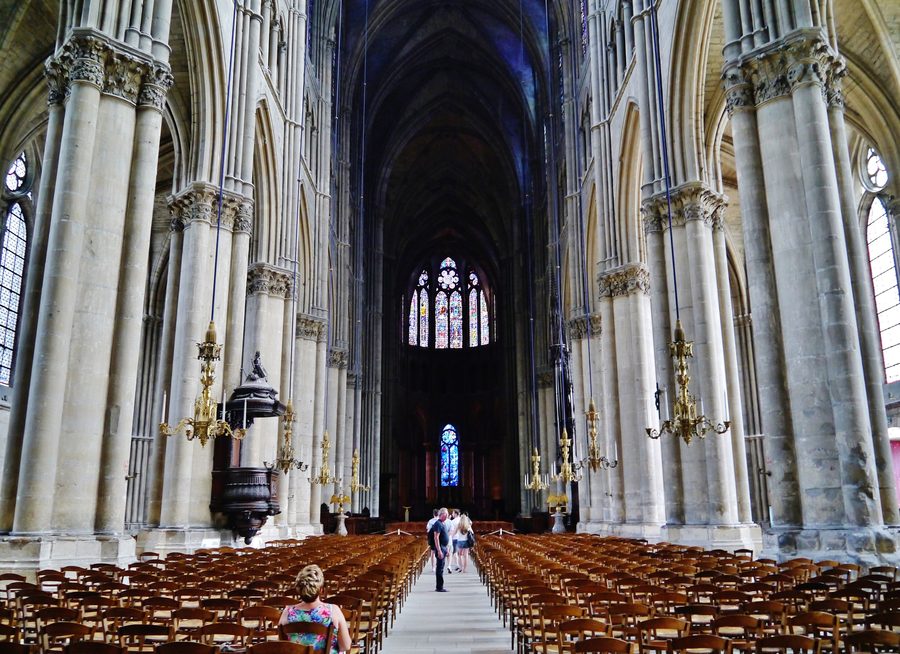 Nave of Notre-Dame Cathedral in Reims, Marne