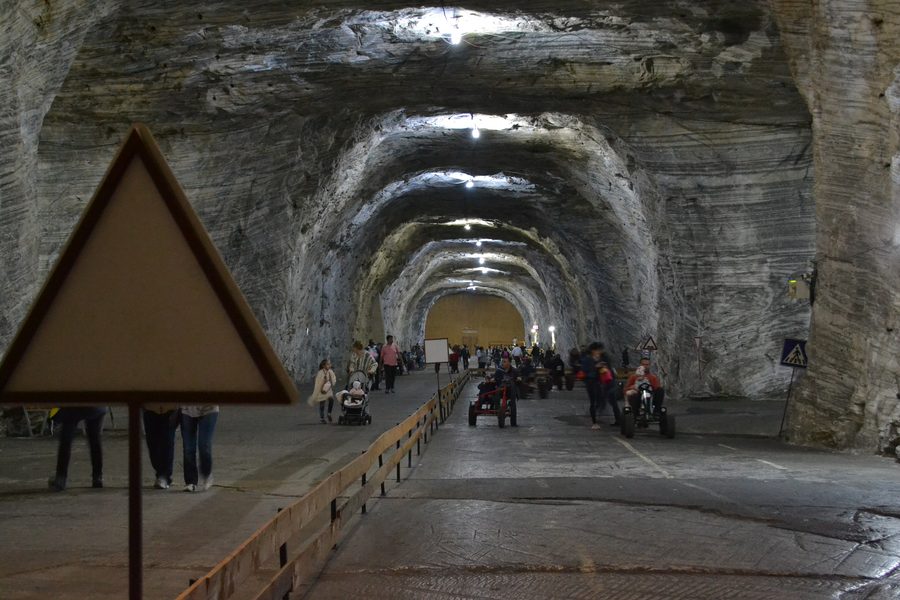 Interior view of the salt mine in Târgu Ocna