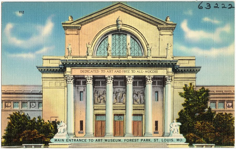 Main entrance to the art museum in Forest Park, St. Louis