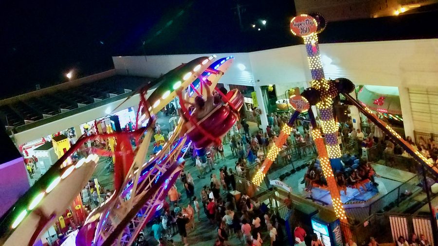 Interior of Funland in Rehoboth Beach with amusement rides