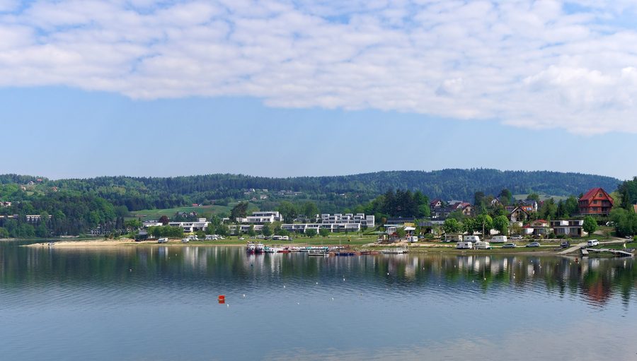 View over the Rożnów Reservoir near Gródek nad Dunajcem