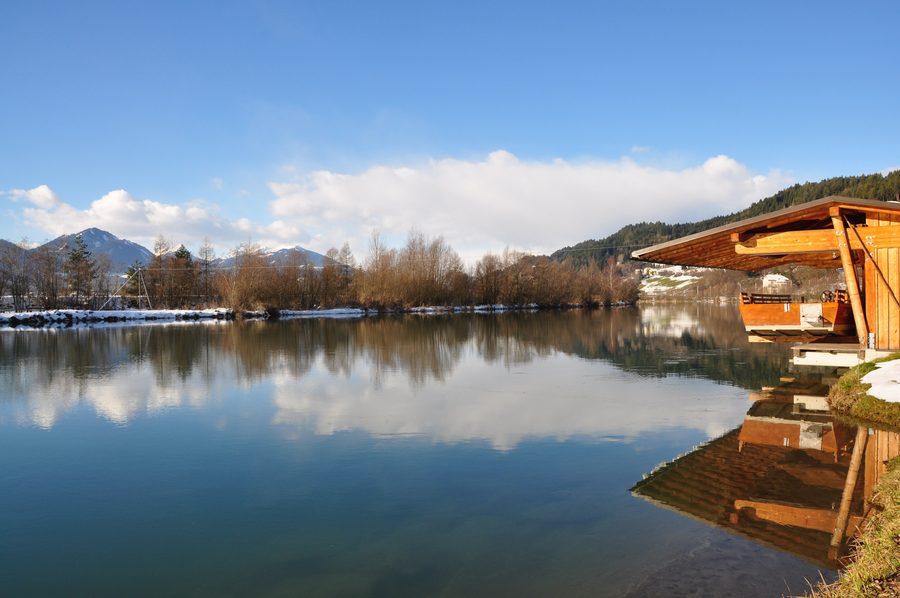 Drava ferry across the Drava near Lansach in the Carinthian district of Villach-Land
