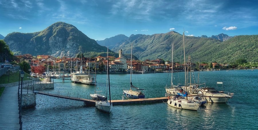 Bay of Feriolo with boat landing stage