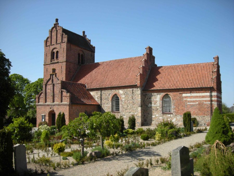 Exterior view of Ølsted Church in Denmark
