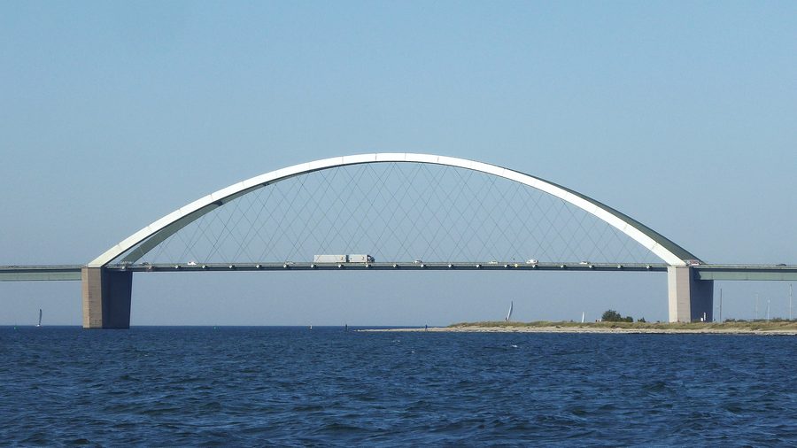 Fehmarn Sound Bridge over the Fehmarn Sound in front of the island of Fehmarn