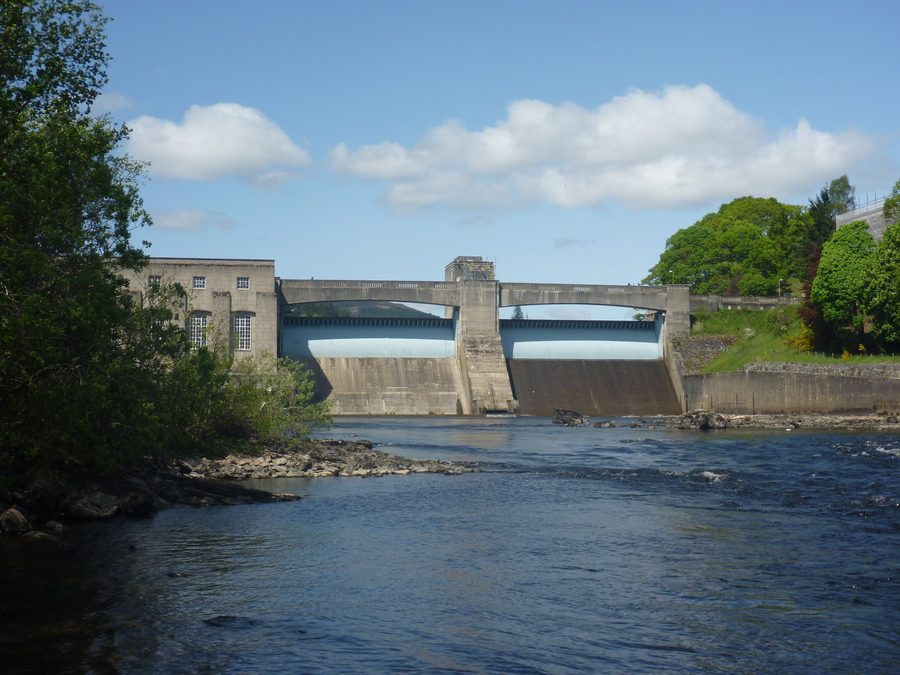 Pitlochry Dam on the River Tummel in the Perthshire landscape