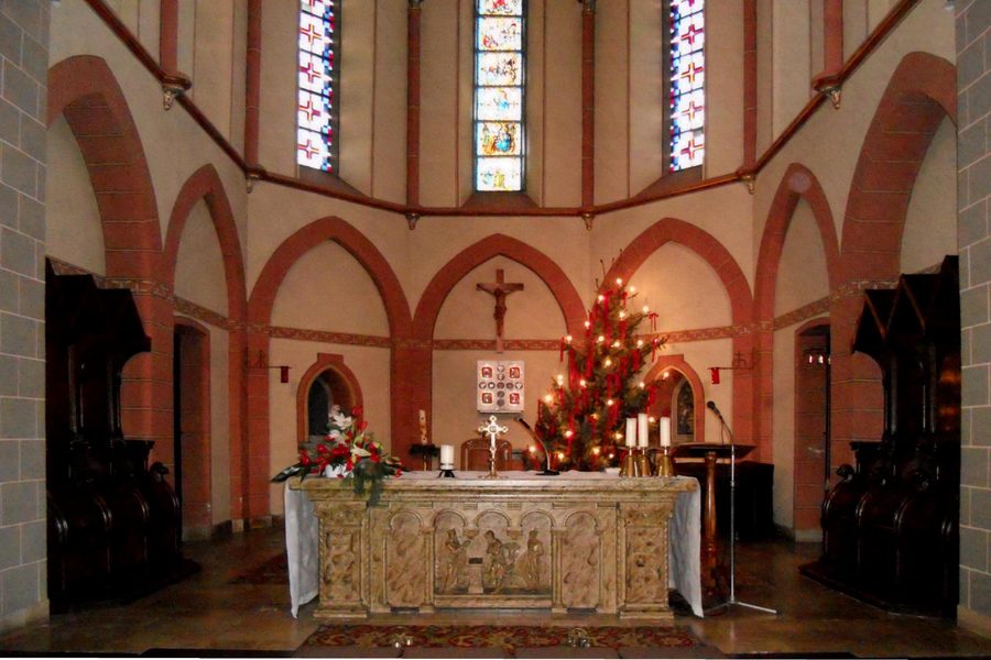 Interior of St. Joseph's Church in Bocket with a view of the chancel