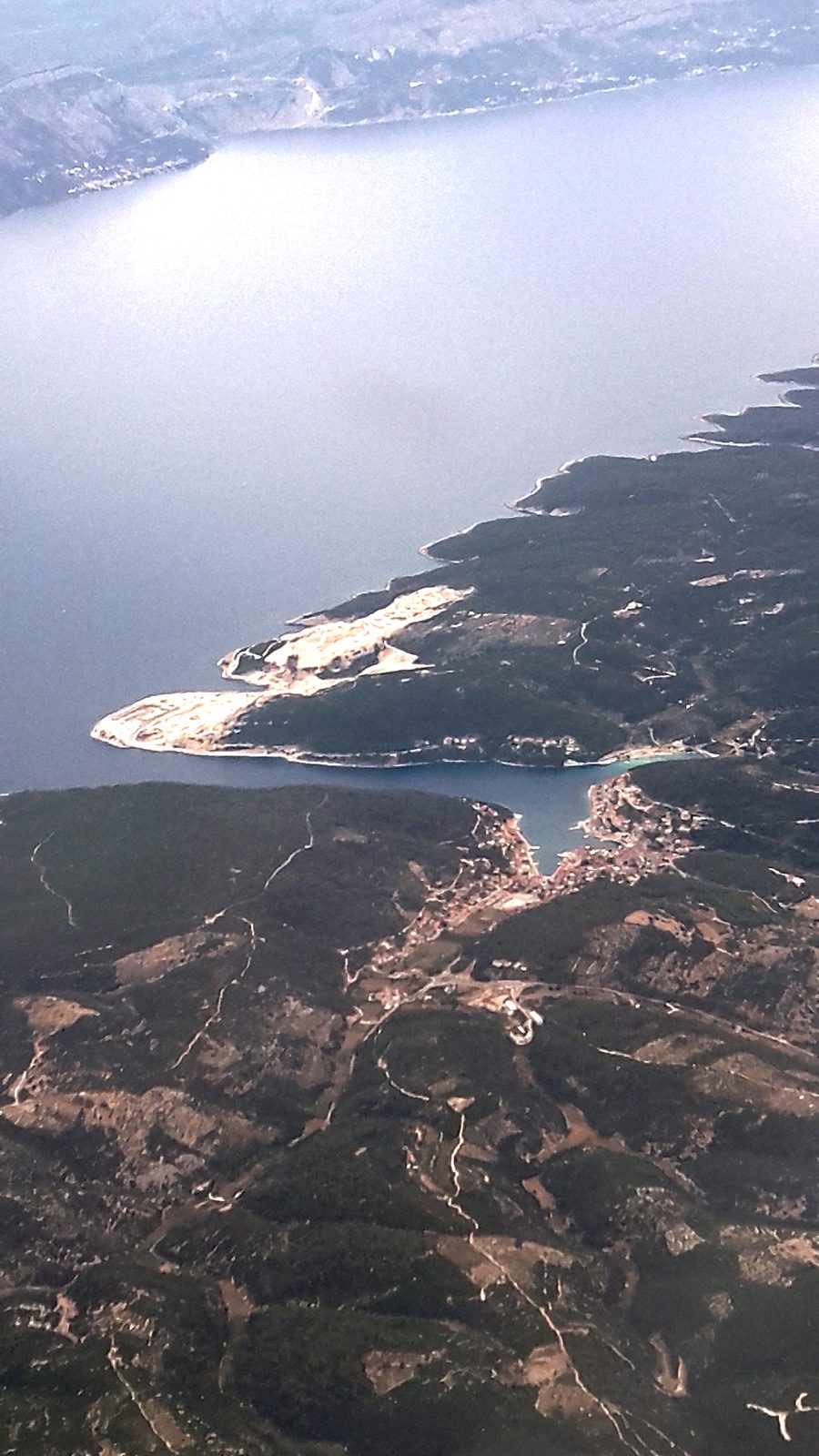 Aerial view of Pučišća on the deep bay on the island of Brač