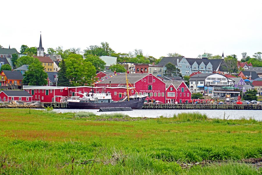 Historic houses and harbour area of Lunenburg in Nova Scotia