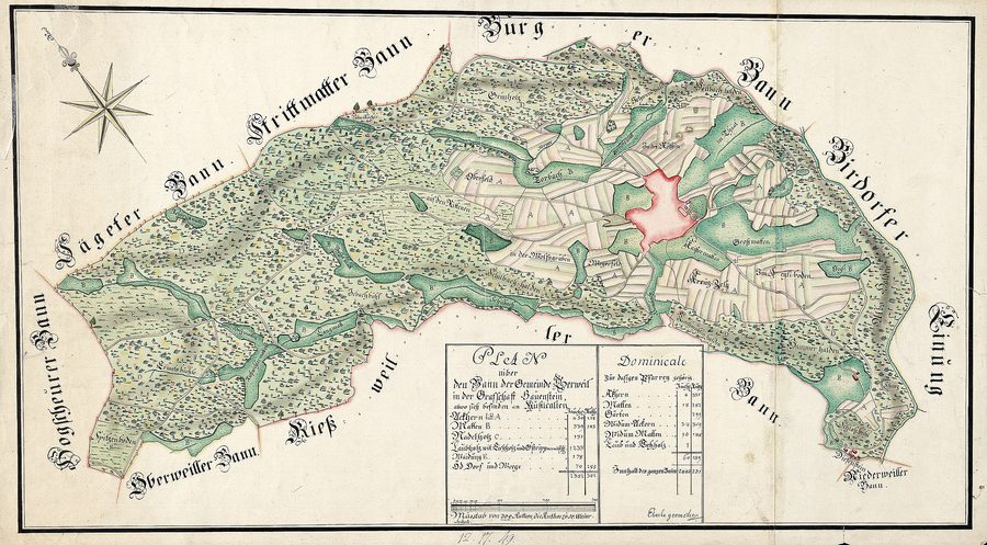 Historical plan of the district of the municipality of Gerweil in the County of Hauenstein