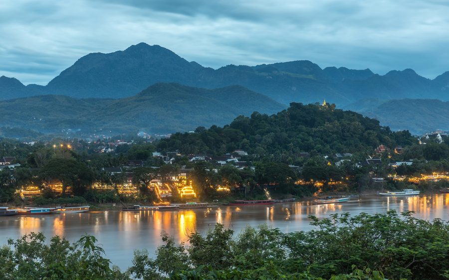 Sunset over the Mekong near Luang Prabang