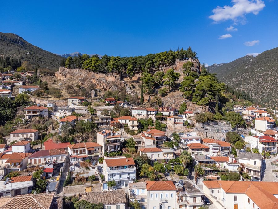 Aerial view of Amfissa Castle from the south