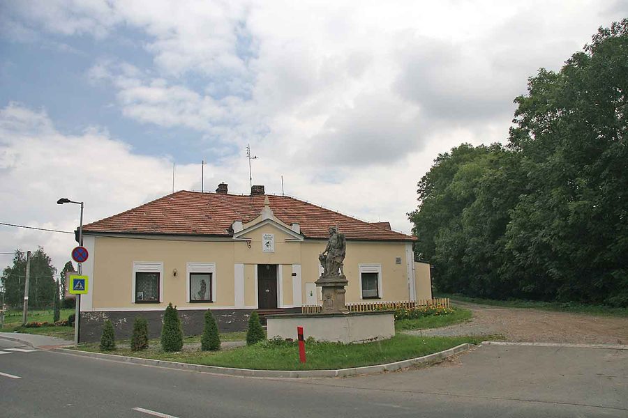 Baroque statue of Saint John the Baptist in Lubno, a district of Nechanice in the Okres Hradec Králové