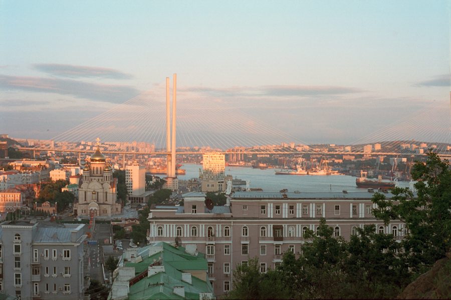 Golden Bridge over Golden Horn Bay in Vladivostok