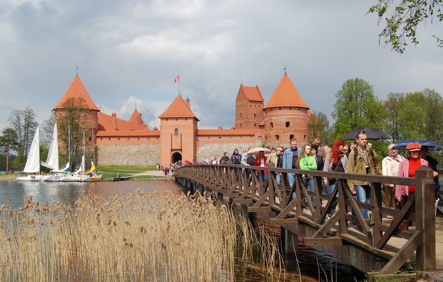 Island castle of Trakai in Lithuania’s lake landscape