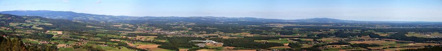Panoramic view over northeastern Styria from the Ringwarte on the Ringkogel near Hartberg