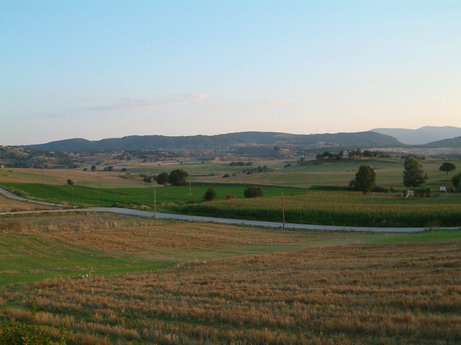 View of the lignite open-pit mines south of Vevi in Florina, Greece