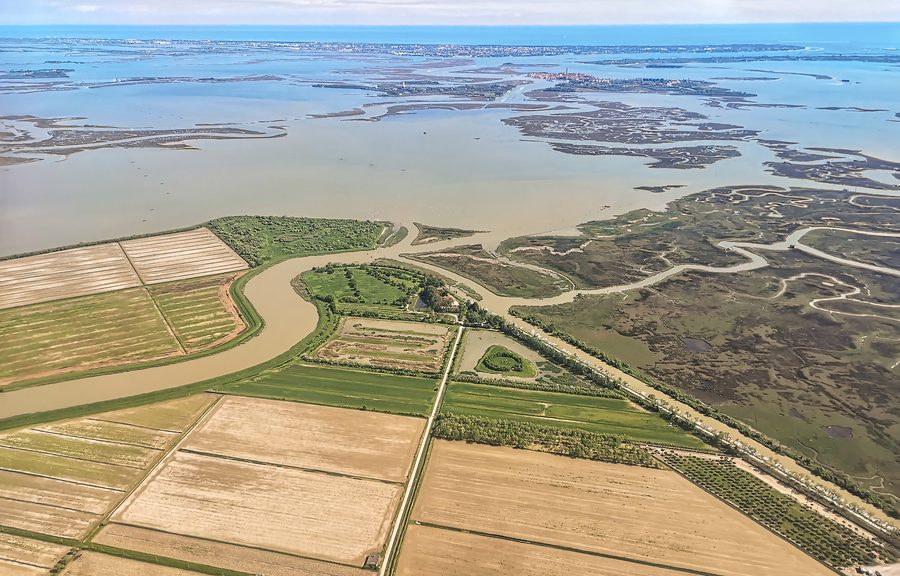 Lagoon landscape at the former mouth area of the Sile north of Venice