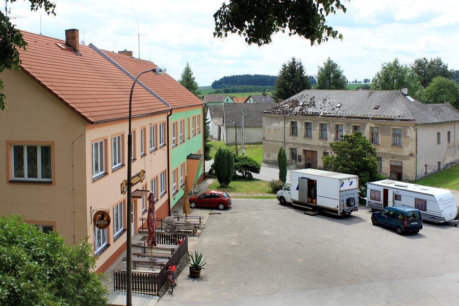 Main square of Lodhéřov in the Czech Republic