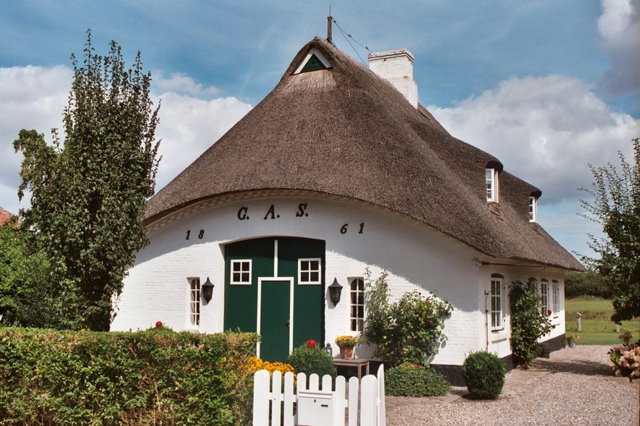 Thatched-roof house in the Sieseby district of Thumby