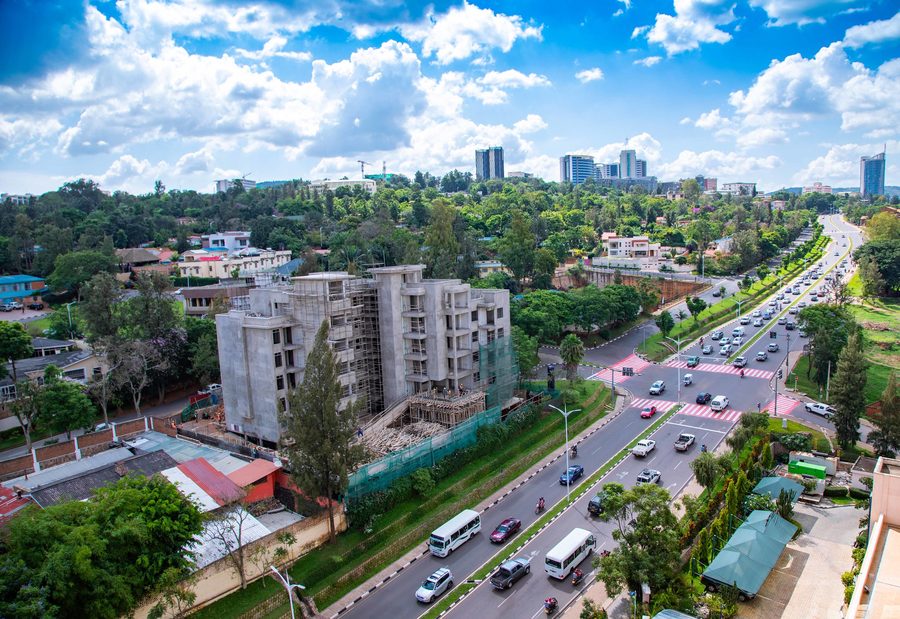 Street scene and city view of Kigali