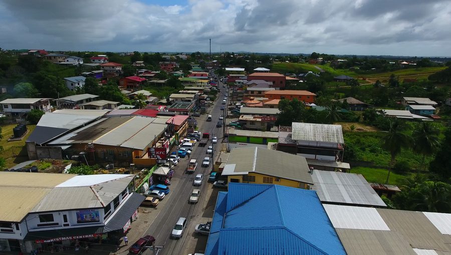 S.S. Erin Road running through Debe in southern Trinidad.