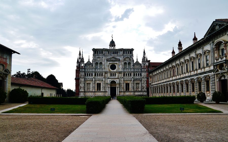 Inner courtyard of the Certosa di Pavia in the province of Pavia in Lombardy