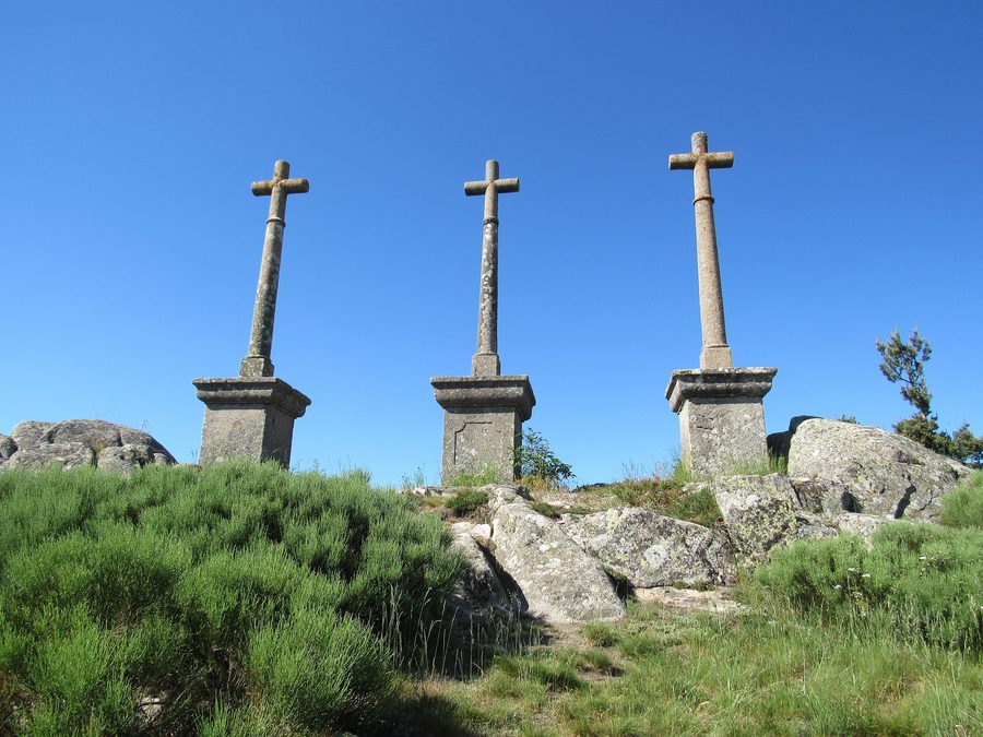 Stone cross of the Montregard calvary