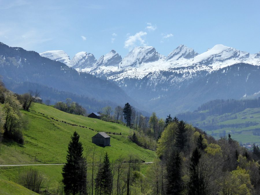 View of the Churfirsten above Toggenburg near Neu St. Johann.