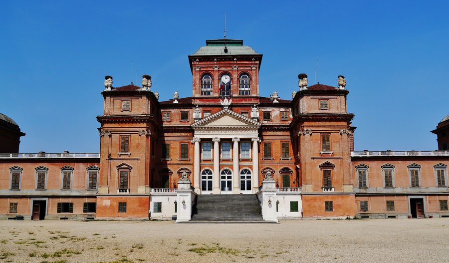 Exterior view of the Royal Castle of Racconigi in Piedmont