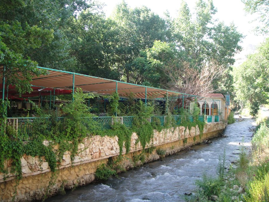 Cafés along the Berdawni River in Zahlé, Lebanon