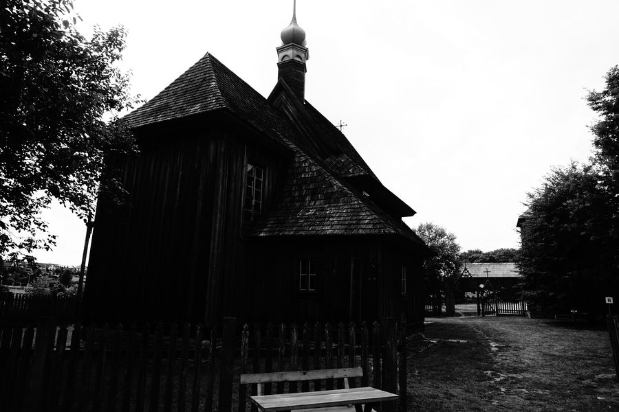 Open-air museum of the Lublin village with historic rural buildings