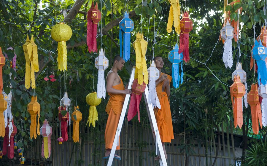 Lantern installation at a Buddhist temple in Chiang Mai