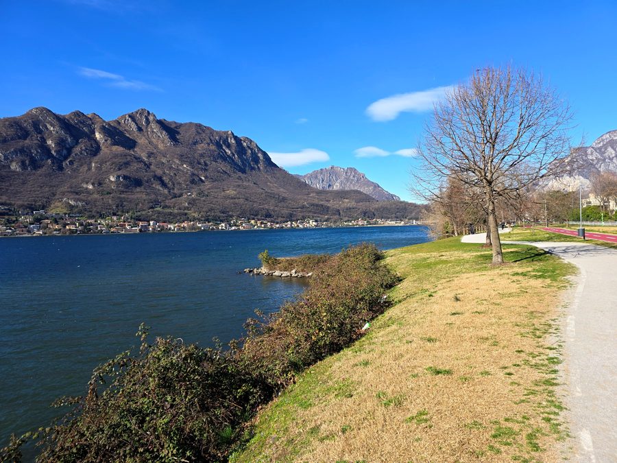 View of Lago di Garlate and Monte Barro near Lecco