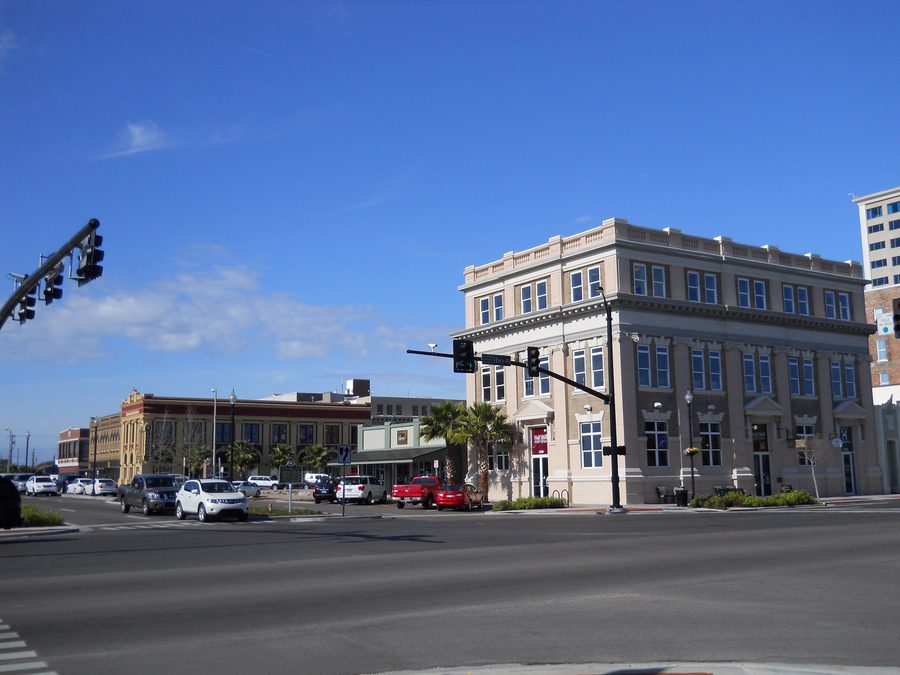 View of the Gulfport Harbor Square Commercial Historic District in Gulfport, Mississippi
