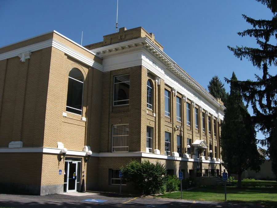 Facade of the Caribou County Courthouse in Soda Springs, Idaho