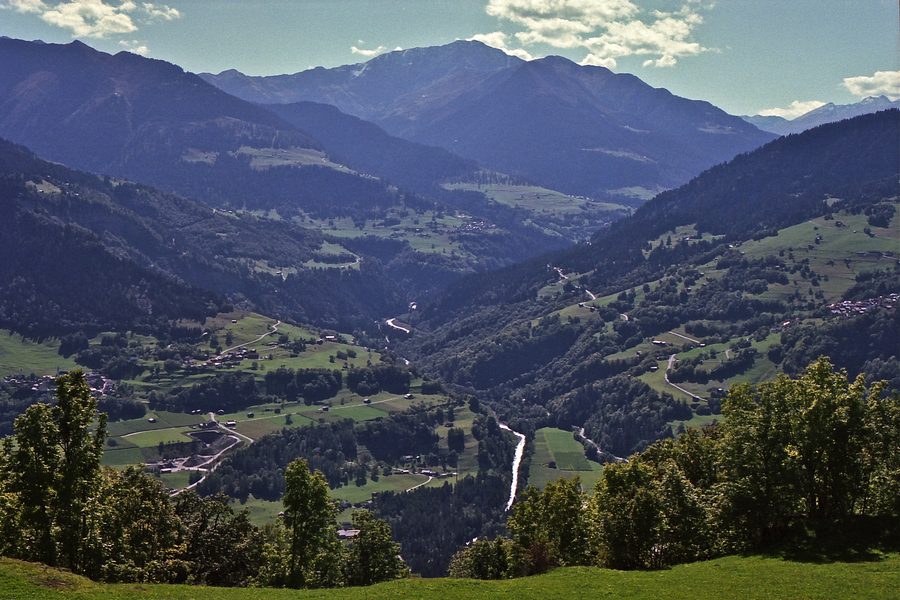 View from Ladir over the Rhine Valley in Graubünden