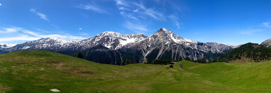 Panorama at Alp da Munt and Minschuns in Val Müstair