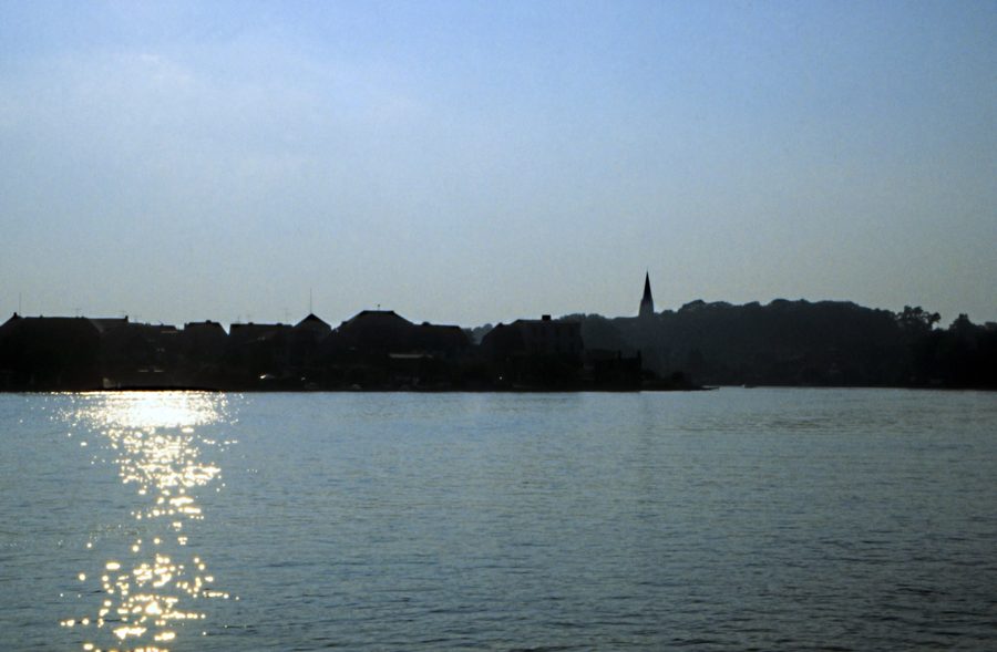 View from a houseboat across Fleesensee toward Malchow