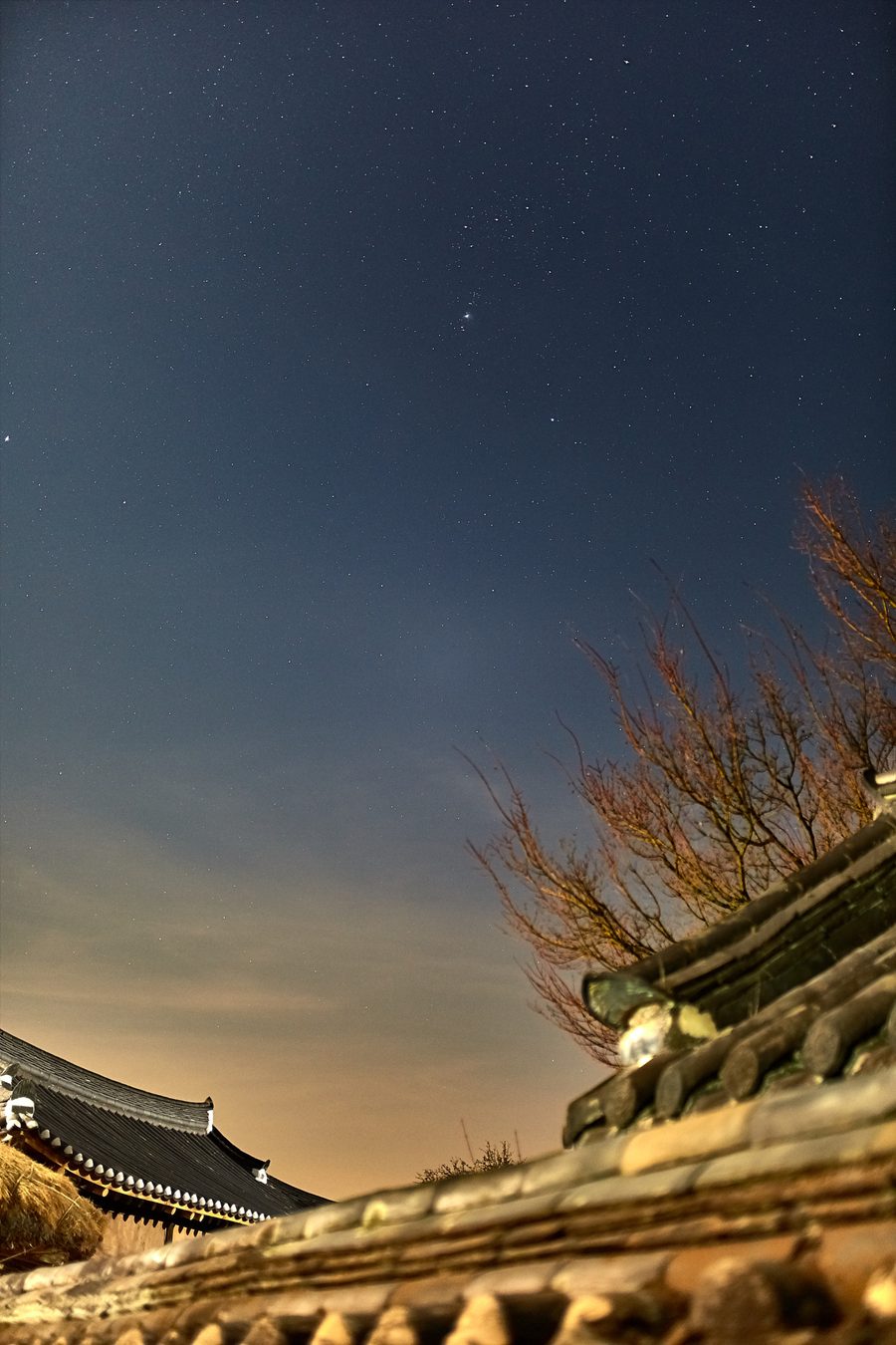 Night sky over Andong in South Korea