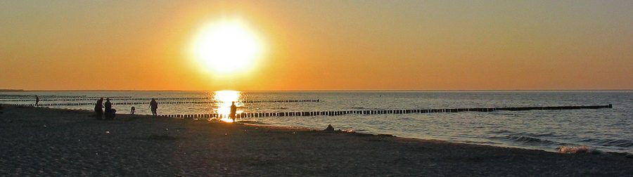 Baltic Sea beach near Zingst with groynes in the water