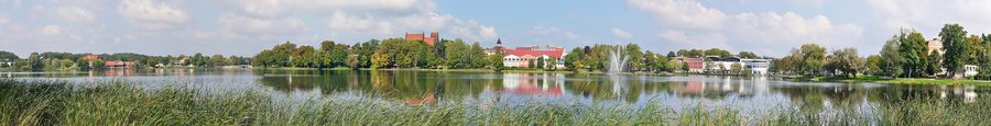 Panorama of Jeziorak Lake and the promenade in Iława