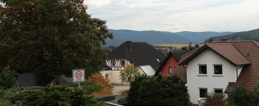 View over Karweiler toward Lantershofen with the rural landscape of Grafschaft