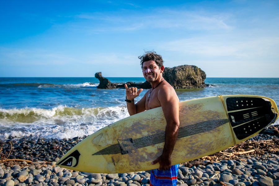 Surfer on the Pacific coast of El Salvador