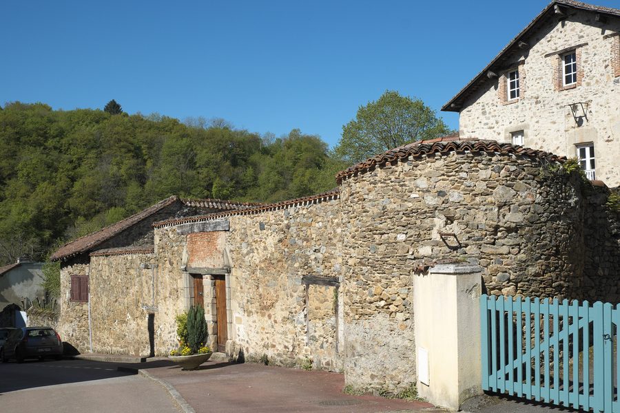 Wall of the former Abbey of Solignac in the department of Haute-Vienne