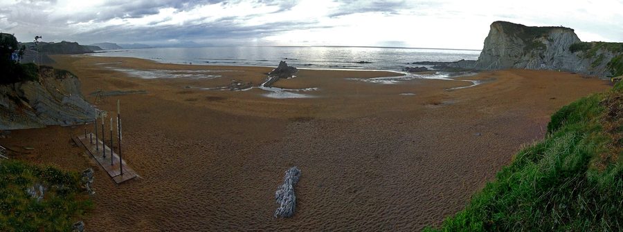 Panorama of the Arrietara and Atxabiribil beaches in Sopelana in the Basque Country