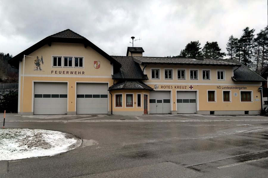 Fire station, Red Cross, and kindergarten in Rohr im Gebirge, Lower Austria