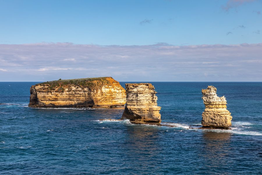 Steep limestone sea cliffs at Port Campbell National Park on the Great Ocean Road.